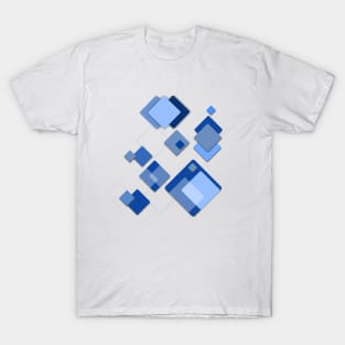 Abstract Square Art 3d Blue Gradation T-Shirt